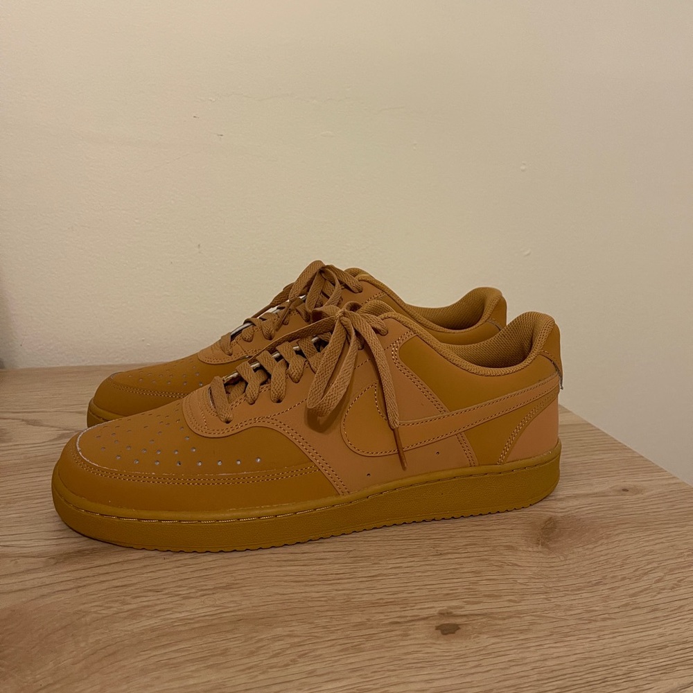 New Nike Court Vision Low Sneaker Wheat Twine Size 10.5 Tan leather shoes